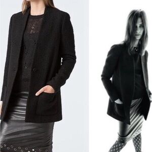 Carine Roitfeld for UNIQLO Wool Blend Boucle Black Coat - Small